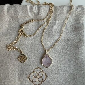 Kendra Scott | Cory Pink Quartz Pendant Gold Chain Link Necklace 18” + 2” Ext